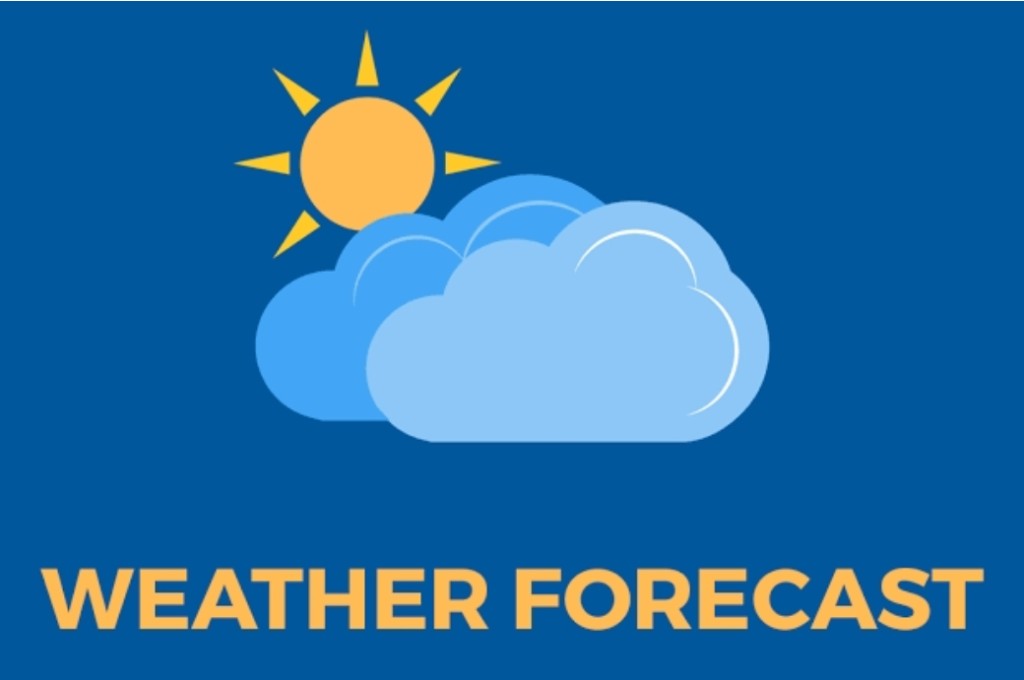 Weather forecast graphic with sun and clouds